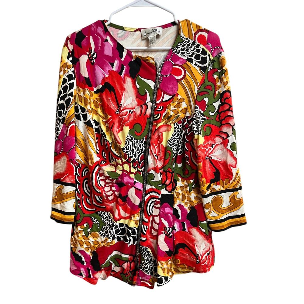 Joseph Ribkoff Blouse Jacket Floral Zip Size 16
